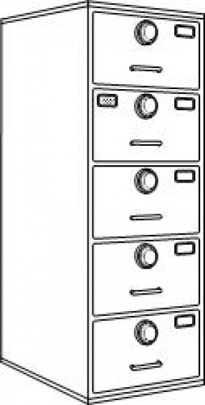 7110-01-029-0389 | Class 6, 5 Drawer Multi-lock file cabinet, Gray